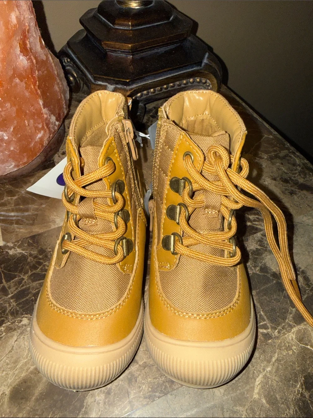 Cat & Jack Mustard Yellow Kids High-Top Lace-Up Boots